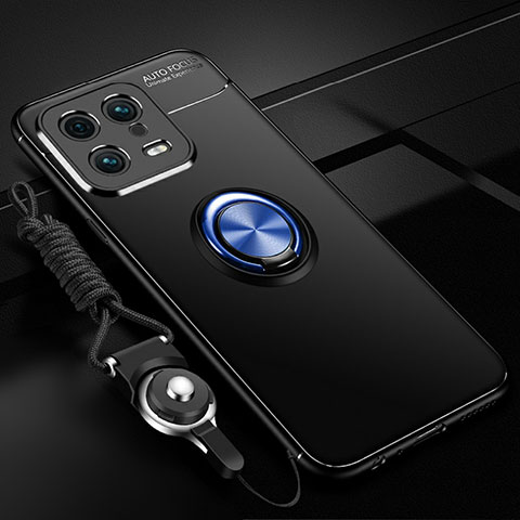Funda Silicona Carcasa Ultrafina Goma con Magnetico Anillo de dedo Soporte SD3 para Xiaomi Mi 13 Pro 5G Azul y Negro