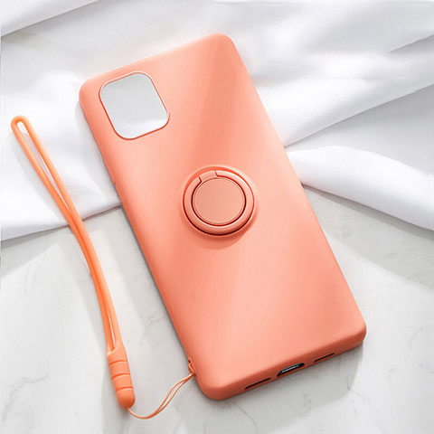 Funda Silicona Carcasa Ultrafina Goma con Magnetico Anillo de dedo Soporte T01 para Apple iPhone 11 Naranja