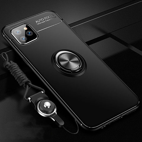 Funda Silicona Carcasa Ultrafina Goma con Magnetico Anillo de dedo Soporte T01 para Apple iPhone 11 Pro Negro