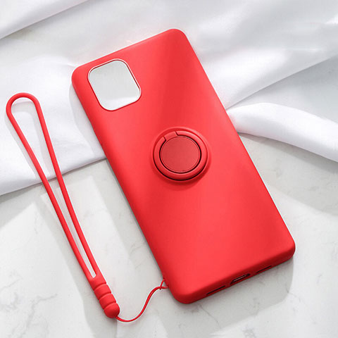 Funda Silicona Carcasa Ultrafina Goma con Magnetico Anillo de dedo Soporte T01 para Apple iPhone 11 Rojo