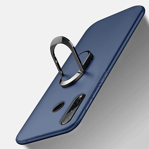 Funda Silicona Carcasa Ultrafina Goma con Magnetico Anillo de dedo Soporte T01 para Huawei Honor 20E Azul