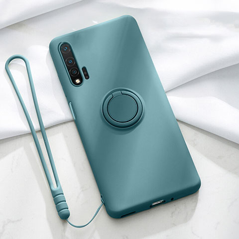 Funda Silicona Carcasa Ultrafina Goma con Magnetico Anillo de dedo Soporte T01 para Huawei Nova 6 5G Verde