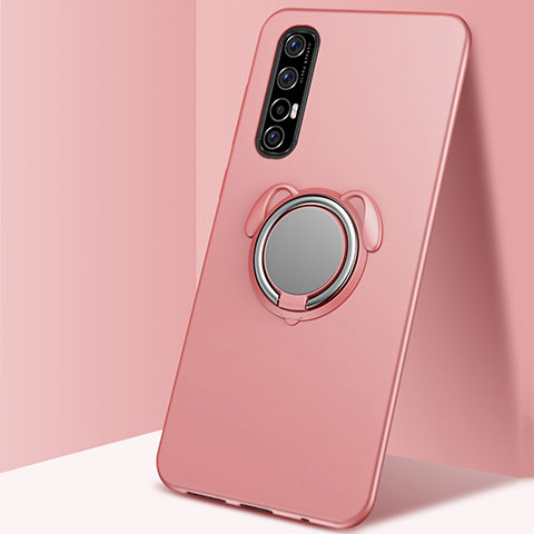 Funda Silicona Carcasa Ultrafina Goma con Magnetico Anillo de dedo Soporte T01 para Oppo Find X2 Neo Oro Rosa