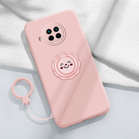 Funda Silicona Carcasa Ultrafina Goma con Magnetico Anillo de dedo Soporte T01 para Xiaomi Mi 10T Lite 5G Rosa