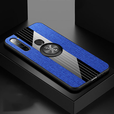Funda Silicona Carcasa Ultrafina Goma con Magnetico Anillo de dedo Soporte T01 para Xiaomi Redmi Note 8 Azul