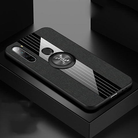 Funda Silicona Carcasa Ultrafina Goma con Magnetico Anillo de dedo Soporte T01 para Xiaomi Redmi Note 8T Negro