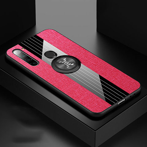 Funda Silicona Carcasa Ultrafina Goma con Magnetico Anillo de dedo Soporte T01 para Xiaomi Redmi Note 8T Rojo