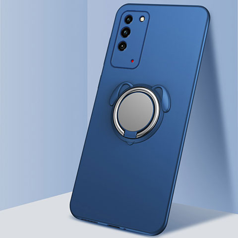 Funda Silicona Carcasa Ultrafina Goma con Magnetico Anillo de dedo Soporte T02 para Huawei Honor X10 5G Azul