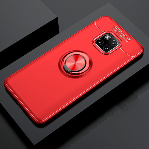 Funda Silicona Carcasa Ultrafina Goma con Magnetico Anillo de dedo Soporte T02 para Huawei Mate 20 Pro Rojo