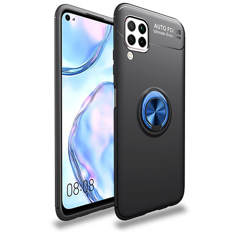 Funda Silicona Carcasa Ultrafina Goma con Magnetico Anillo de dedo Soporte T02 para Huawei Nova 7i Azul y Negro