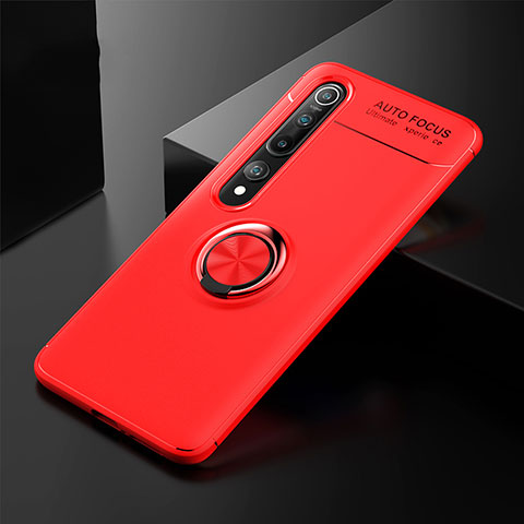 Funda Silicona Carcasa Ultrafina Goma con Magnetico Anillo de dedo Soporte T02 para Xiaomi Mi 10 Rojo