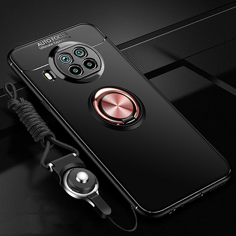 Funda Silicona Carcasa Ultrafina Goma con Magnetico Anillo de dedo Soporte T02 para Xiaomi Mi 10T Lite 5G Oro y Negro