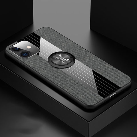 Funda Silicona Carcasa Ultrafina Goma con Magnetico Anillo de dedo Soporte T03 para Apple iPhone 11 Gris Oscuro