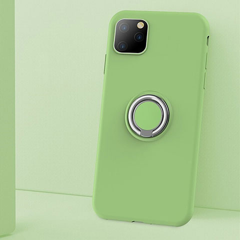 Funda Silicona Carcasa Ultrafina Goma con Magnetico Anillo de dedo Soporte T03 para Apple iPhone 11 Pro Verde