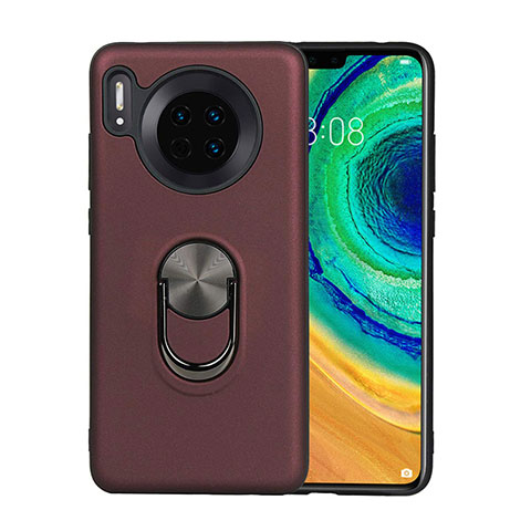 Funda Silicona Carcasa Ultrafina Goma con Magnetico Anillo de dedo Soporte T03 para Huawei Mate 30 5G Marron