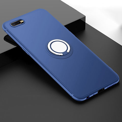 Funda Silicona Carcasa Ultrafina Goma con Magnetico Anillo de dedo Soporte T03 para Oppo R17 Neo Azul