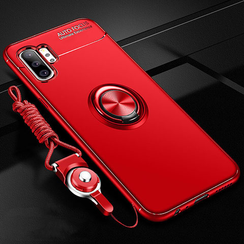 Funda Silicona Carcasa Ultrafina Goma con Magnetico Anillo de dedo Soporte T03 para Samsung Galaxy Note 10 Plus 5G Rojo