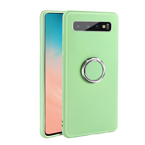 Funda Silicona Carcasa Ultrafina Goma con Magnetico Anillo de dedo Soporte T03 para Samsung Galaxy S10 5G Verde