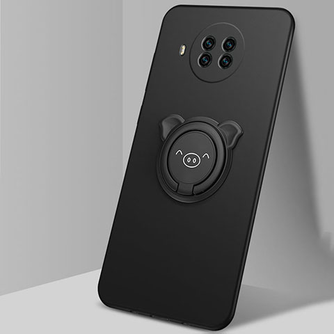 Funda Silicona Carcasa Ultrafina Goma con Magnetico Anillo de dedo Soporte T03 para Xiaomi Mi 10T Lite 5G Negro