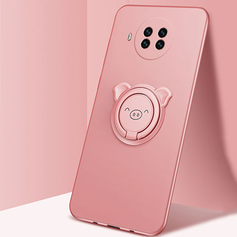 Funda Silicona Carcasa Ultrafina Goma con Magnetico Anillo de dedo Soporte T03 para Xiaomi Mi 10T Lite 5G Oro Rosa