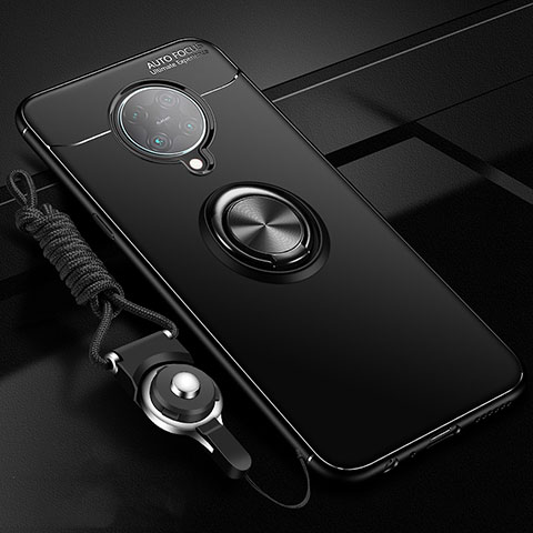 Funda Silicona Carcasa Ultrafina Goma con Magnetico Anillo de dedo Soporte T03 para Xiaomi Redmi K30 Pro 5G Negro