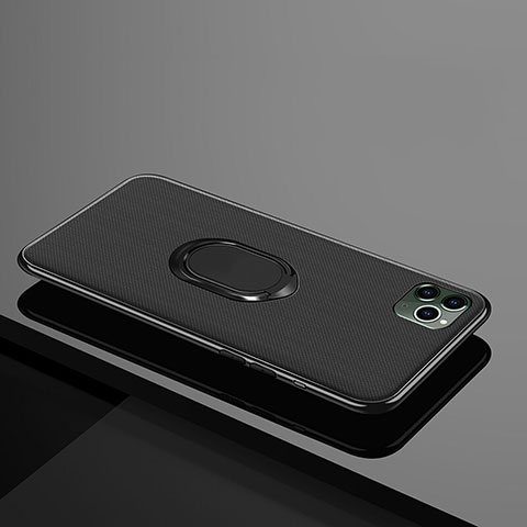 Funda Silicona Carcasa Ultrafina Goma con Magnetico Anillo de dedo Soporte T04 para Apple iPhone 11 Pro Negro