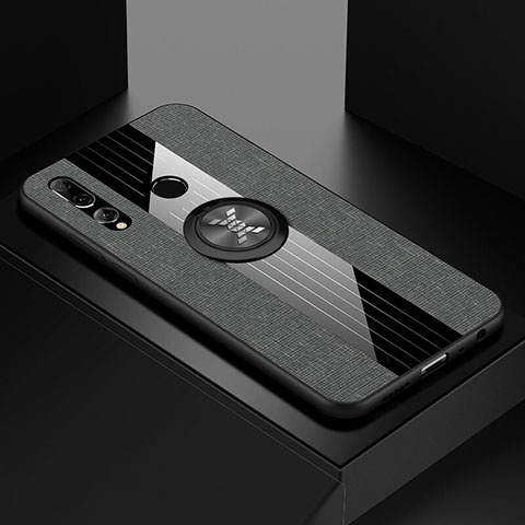 Funda Silicona Carcasa Ultrafina Goma con Magnetico Anillo de dedo Soporte T04 para Huawei Honor 20E Gris Oscuro