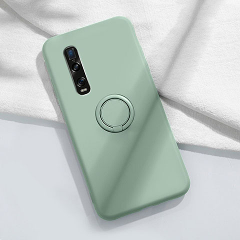 Funda Silicona Carcasa Ultrafina Goma con Magnetico Anillo de dedo Soporte T04 para Oppo Find X2 Pro Cian