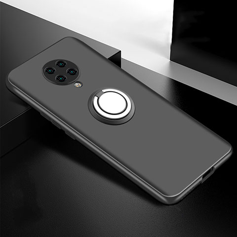 Funda Silicona Carcasa Ultrafina Goma con Magnetico Anillo de dedo Soporte T04 para Xiaomi Poco F2 Pro Negro