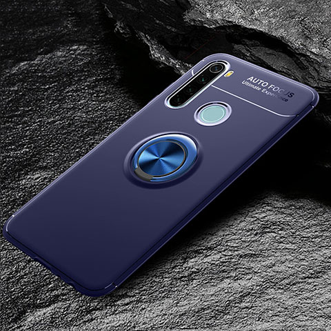 Funda Silicona Carcasa Ultrafina Goma con Magnetico Anillo de dedo Soporte T04 para Xiaomi Redmi Note 8T Azul