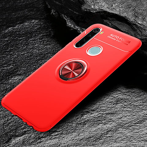 Funda Silicona Carcasa Ultrafina Goma con Magnetico Anillo de dedo Soporte T04 para Xiaomi Redmi Note 8T Rojo