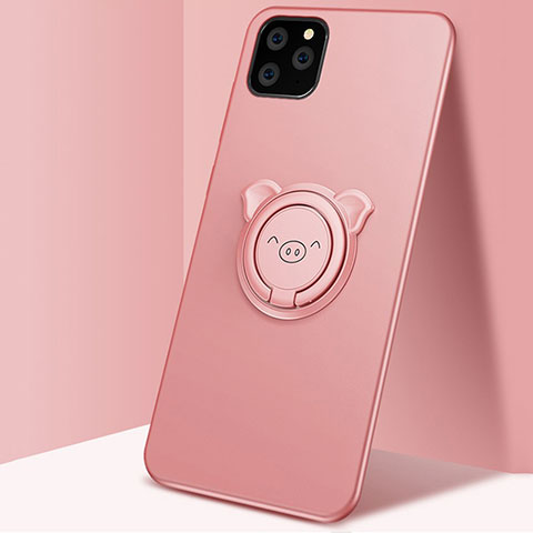 Funda Silicona Carcasa Ultrafina Goma con Magnetico Anillo de dedo Soporte T07 para Apple iPhone 11 Pro Rosa