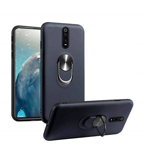Funda Silicona Carcasa Ultrafina Goma con Magnetico Anillo de dedo Soporte T08 para Xiaomi Mi 9T Azul