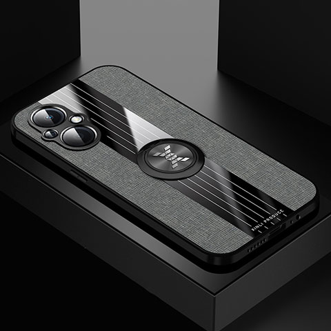 Funda Silicona Carcasa Ultrafina Goma con Magnetico Anillo de dedo Soporte X01L para OnePlus Nord N20 5G Gris