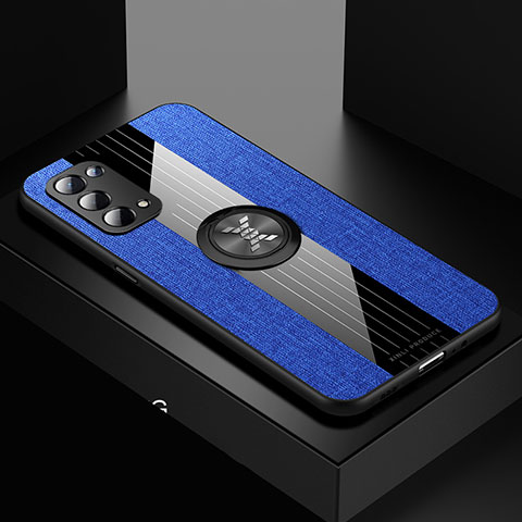 Funda Silicona Carcasa Ultrafina Goma con Magnetico Anillo de dedo Soporte X01L para OnePlus Nord N200 5G Azul