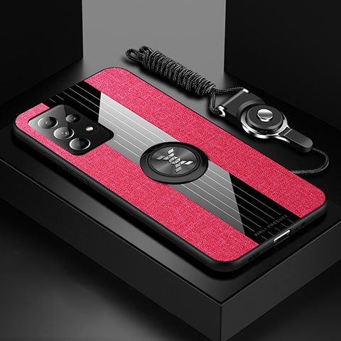 Funda Silicona Carcasa Ultrafina Goma con Magnetico Anillo de dedo Soporte X01L para Samsung Galaxy A23 5G Rojo