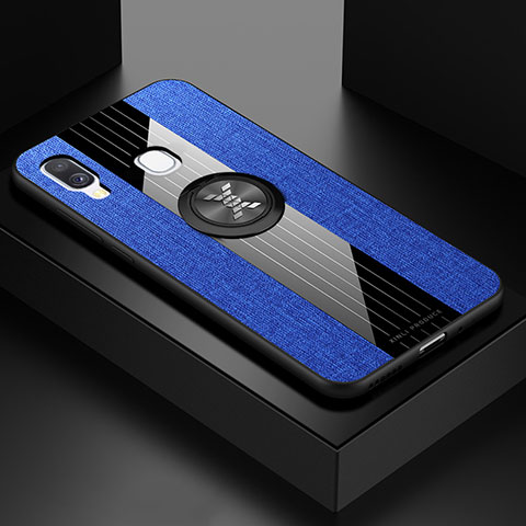 Funda Silicona Carcasa Ultrafina Goma con Magnetico Anillo de dedo Soporte X01L para Samsung Galaxy A40 Azul