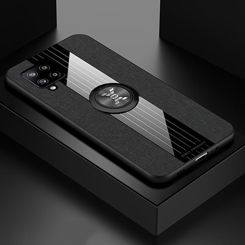 Funda Silicona Carcasa Ultrafina Goma con Magnetico Anillo de dedo Soporte X01L para Samsung Galaxy A42 5G Negro