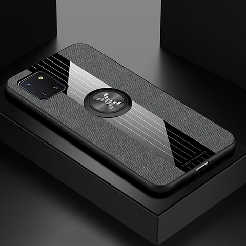 Funda Silicona Carcasa Ultrafina Goma con Magnetico Anillo de dedo Soporte X01L para Samsung Galaxy A81 Gris