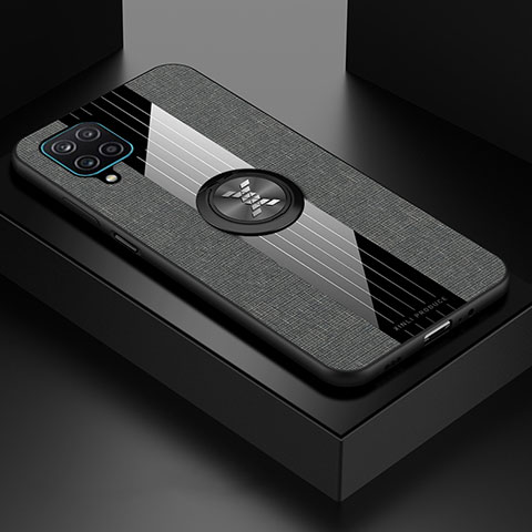Funda Silicona Carcasa Ultrafina Goma con Magnetico Anillo de dedo Soporte X01L para Samsung Galaxy M12 Gris