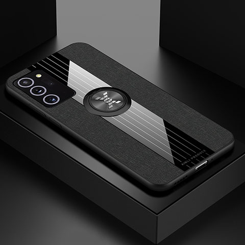 Funda Silicona Carcasa Ultrafina Goma con Magnetico Anillo de dedo Soporte X01L para Samsung Galaxy Note 20 5G Negro