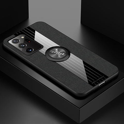 Funda Silicona Carcasa Ultrafina Goma con Magnetico Anillo de dedo Soporte X01L para Samsung Galaxy Note 20 Ultra 5G Negro