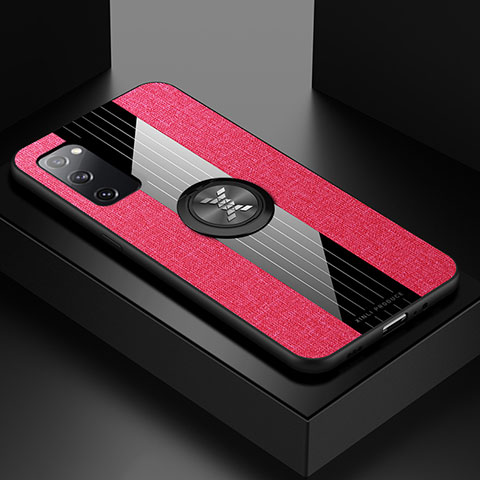 Funda Silicona Carcasa Ultrafina Goma con Magnetico Anillo de dedo Soporte X01L para Samsung Galaxy S20 FE (2022) 5G Rojo