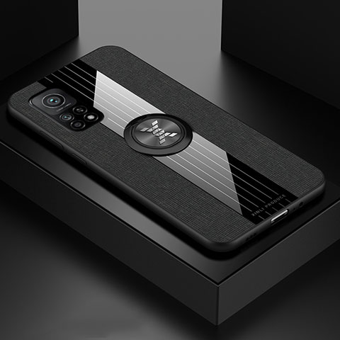 Funda Silicona Carcasa Ultrafina Goma con Magnetico Anillo de dedo Soporte X01L para Xiaomi Mi 10T 5G Negro