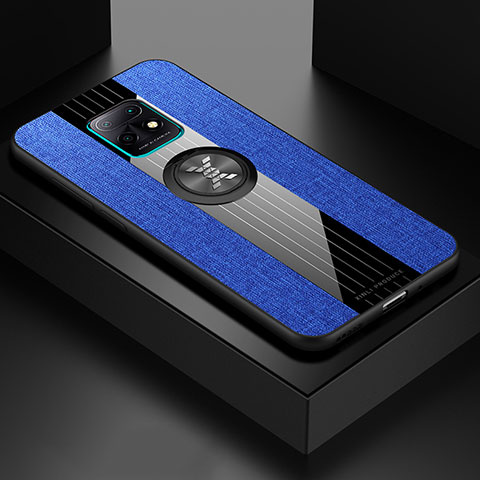 Funda Silicona Carcasa Ultrafina Goma con Magnetico Anillo de dedo Soporte X01L para Xiaomi Redmi 10X 5G Azul