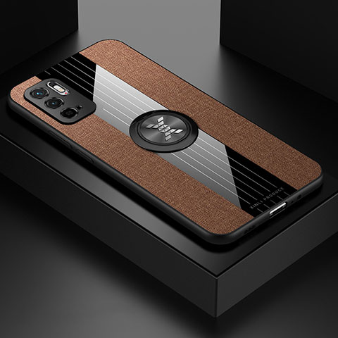 Funda Silicona Carcasa Ultrafina Goma con Magnetico Anillo de dedo Soporte X01L para Xiaomi Redmi Note 10 5G Marron