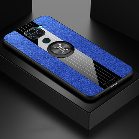 Funda Silicona Carcasa Ultrafina Goma con Magnetico Anillo de dedo Soporte X01L para Xiaomi Redmi Note 9 Azul