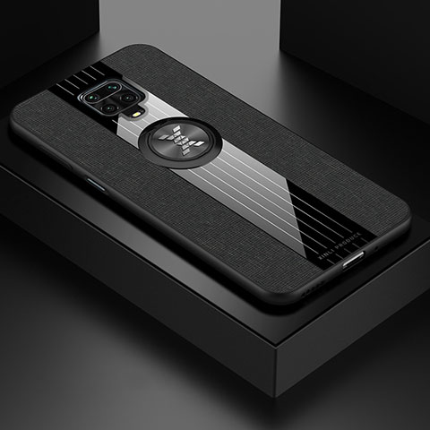 Funda Silicona Carcasa Ultrafina Goma con Magnetico Anillo de dedo Soporte X01L para Xiaomi Redmi Note 9 Pro Negro