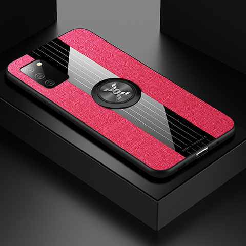 Funda Silicona Carcasa Ultrafina Goma con Magnetico Anillo de dedo Soporte X02L para Samsung Galaxy F02S SM-E025F Rojo