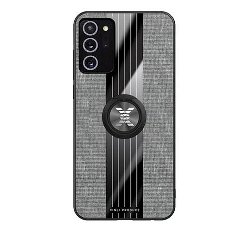 Funda Silicona Carcasa Ultrafina Goma con Magnetico Anillo de dedo Soporte X02L para Samsung Galaxy Note 20 5G Gris